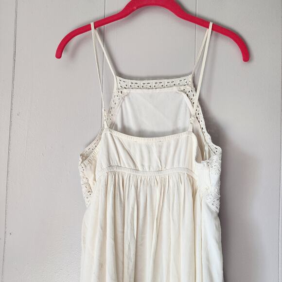 American Eagle Boho Cottage Ruffle Cream Eyelet Vintage Dress Sz Small - Picture 10 of 12